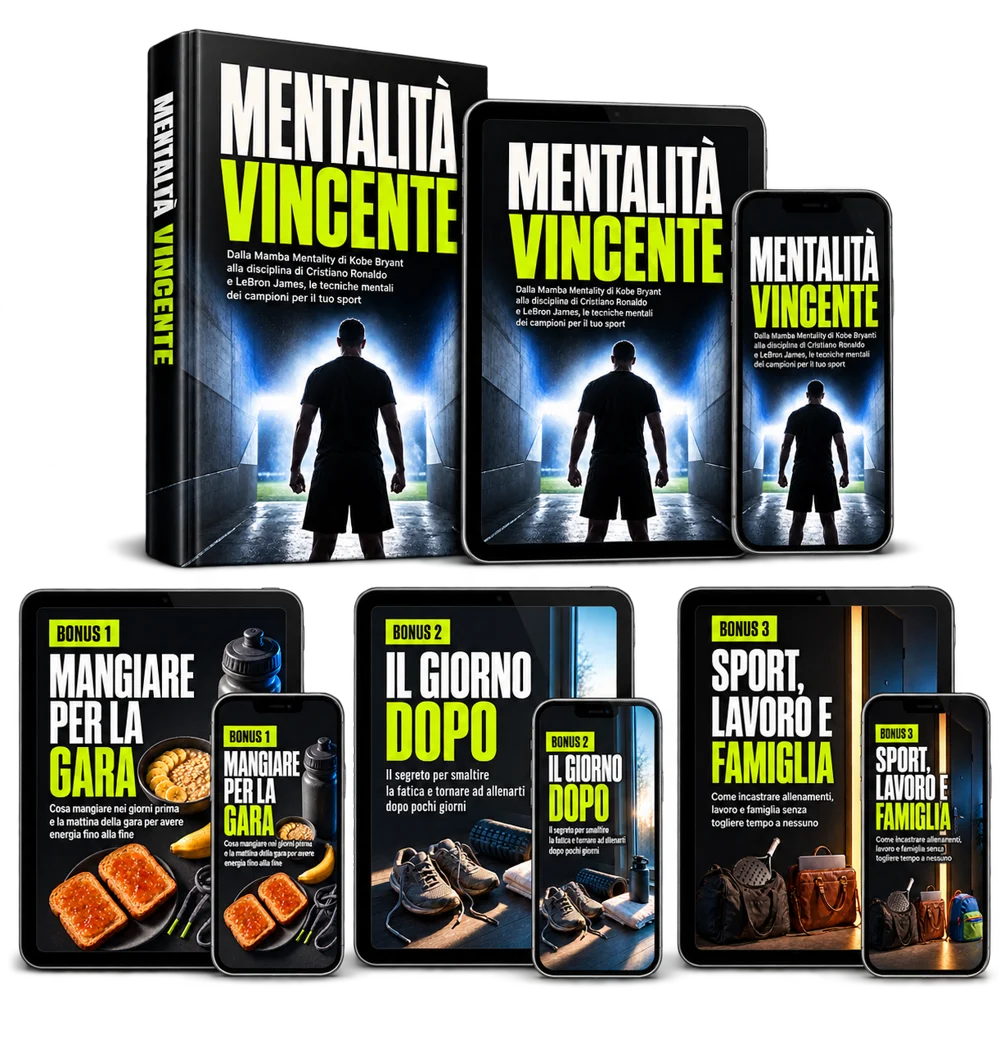 La guida Mentalità Vincente e i tre bonus su libro, tablet e telefono